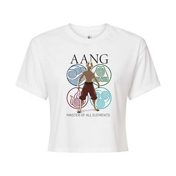 Juniors' Avatar: The Last Airbender Aang Master Of All Elements Cropped Tee