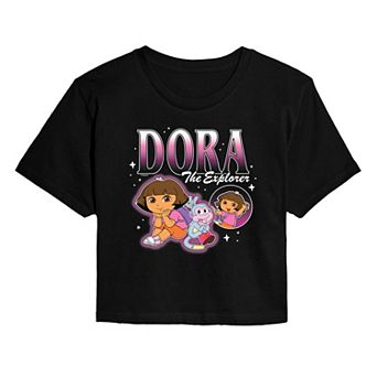 Juniors' Dora The Explorer Stars Cropped Tee