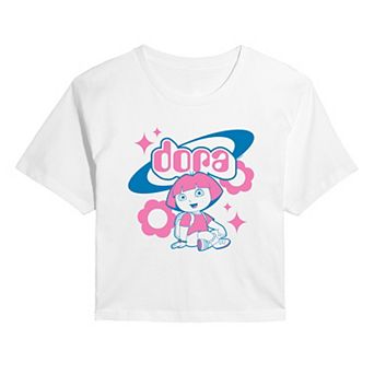 Juniors' Dora The Explorer Y2K Pastels Cropped Tee