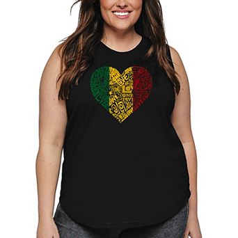 Women's Plus Size Word Art Tank Top - One Love Heart