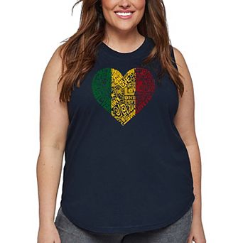 Women's Plus Size Word Art Tank Top - One Love Heart