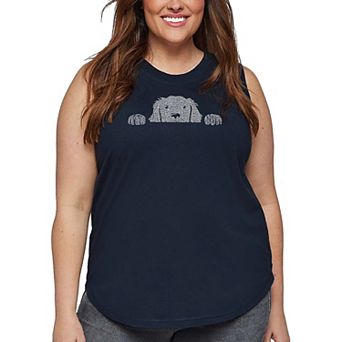Women's Plus Size Word Art Tank Top - Peeking Dog