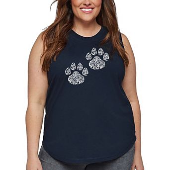 Women's Plus Size Word Art Tank Top - Cat Mom