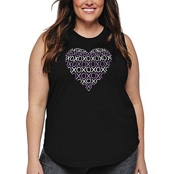 Women's Plus Size Word Art Tank Top - XOXO Heart