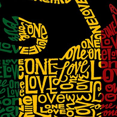 Women's Plus Size Word Art Tank Top - Rasta Lion - One Love