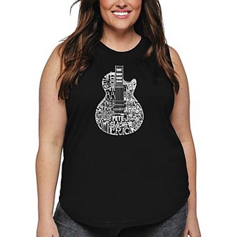 Women's Plus Size Word Art Tank Top - Rock Guitar Head