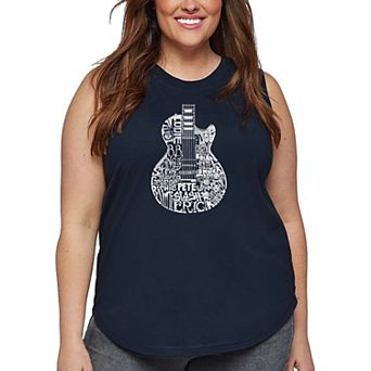 Women's Plus Size Word Art Tank Top - Rock Guitar Head
