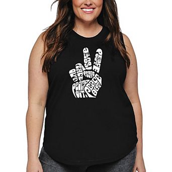 Women's Plus Size Word Art Tank Top - Peace Out