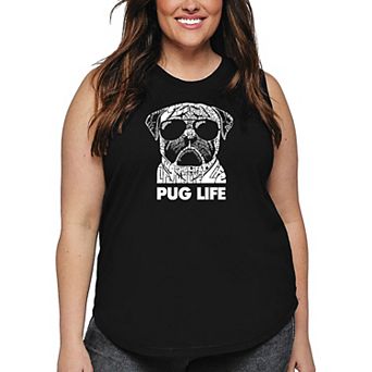 Women's Plus Size Word Art Tank Top - Pug Life
