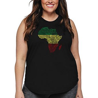Women's Plus Size Word Art Tank Top - Countries in Africa