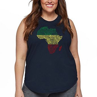 Women's Plus Size Word Art Tank Top - Countries in Africa
