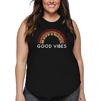 Women's Plus Size Word Art Tank Top - Good Vibes