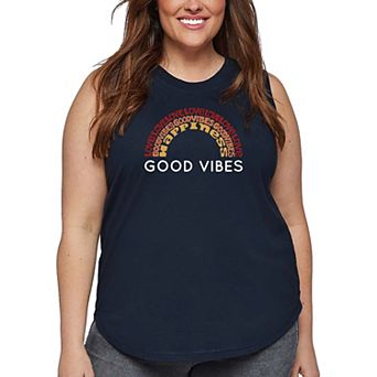 Women's Plus Size Word Art Tank Top - Good Vibes
