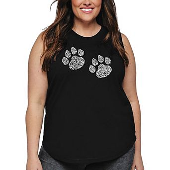 Women's Plus Size Word Art Tank Top - Meow Cat Prints