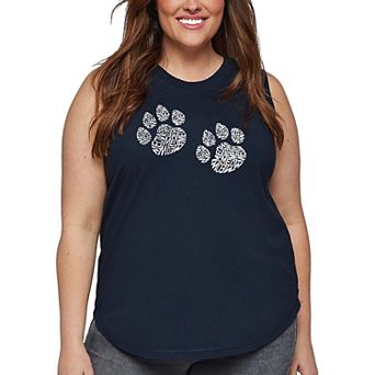Women's Plus Size Word Art Tank Top - Meow Cat Prints