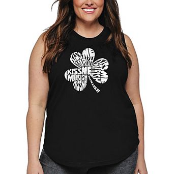 Women's Plus Size Word Art Tank Top - KISS ME I'M IRISH