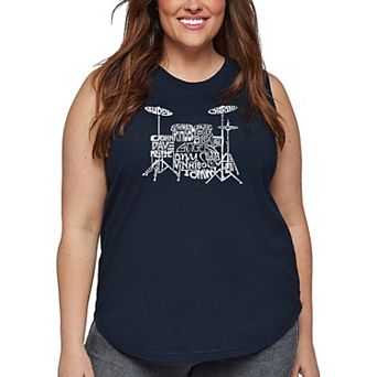 Women's Plus Size Word Art Tank Top - Drums