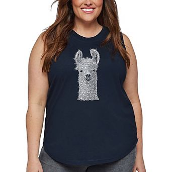 Women's Plus Size Word Art Tank Top - Llama