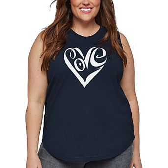 Women's Plus Size Word Art Tank Top - Script Love Heart