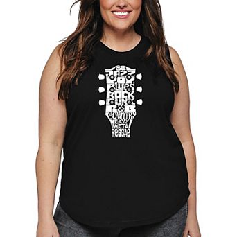 Women's Plus Size Word Art Tank Top - Guitar Head Music Genres
