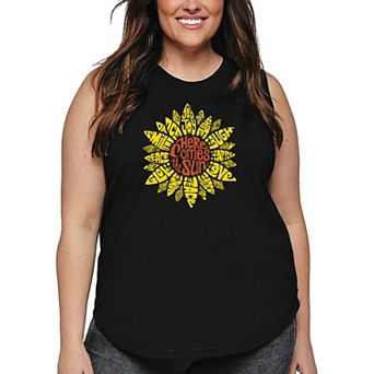 Women's Plus Size Word Art Tank Top - Sunflower