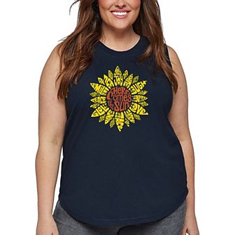 Women's Plus Size Word Art Tank Top - Sunflower