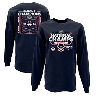 Men's Blue 84 Navy UConn Huskies 2025 NCAA Women's Basketball National Champions Bracket Long Sleeve T-Shirt