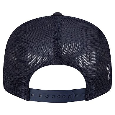 Men's New Era Navy Penn State Nittany Lions Split Panel 9FIFTY Snapback Trucker Hat