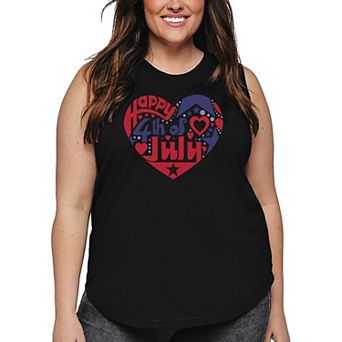 Women's Plus Size Word Art Tank Top - July 4th Heart
