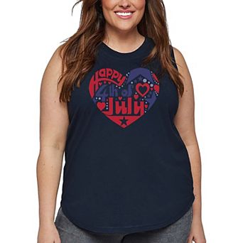 Women's Plus Size Word Art Tank Top - July 4th Heart