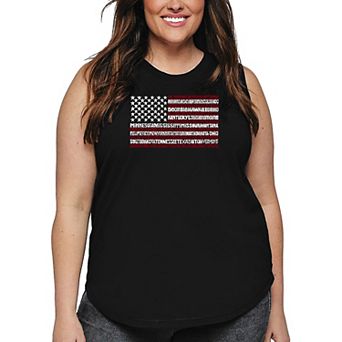 Women's Plus Size Word Art Tank Top - 50 States US Flag