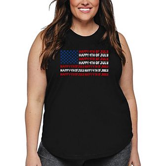 Happy 4th of July - Women's Plus Size Word Art Tank Top