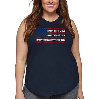 Happy 4th of July - Women's Plus Size Word Art Tank Top