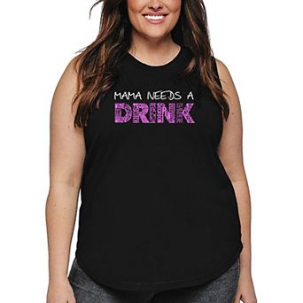 Women's Plus Size Word Art Tank Top - Mama Needs a Drink