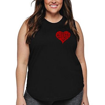 All You Need is Love - Women's Plus Size Word Art Tank Top