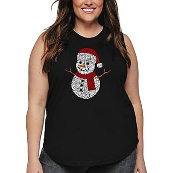 Christmas Snowman - Women's Plus Size Word Art Tank Top