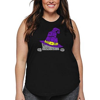 Peeking Witch Cat - Women's Plus Size Word Art Tank Top