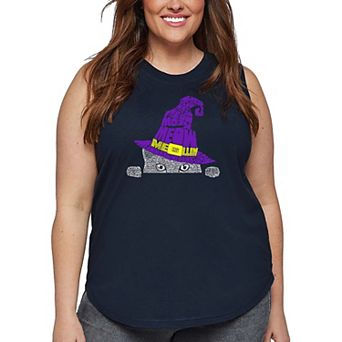 Peeking Witch Cat - Women's Plus Size Word Art Tank Top