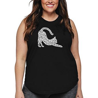 Stretching Cat - Women's Plus Size Word Art Tank Top