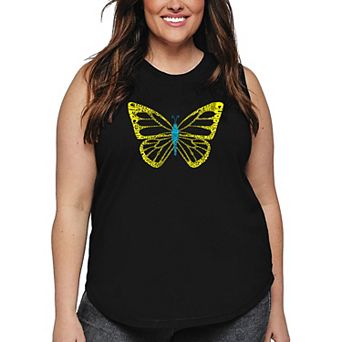 Women's Plus Size Word Art Tank Top - Butterfly