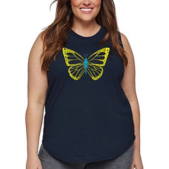 Women's Plus Size Word Art Tank Top - Butterfly