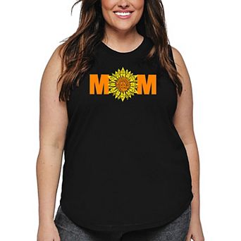 Women's Plus Size Word Art Tank Top - Mom Sunflower
