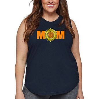 Women's Plus Size Word Art Tank Top - Mom Sunflower