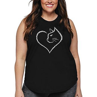 Cat Heart - Women's Plus Size Word Art Tank Top