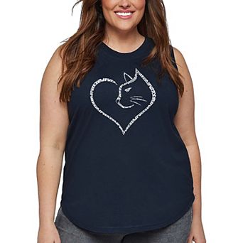 Cat Heart - Women's Plus Size Word Art Tank Top