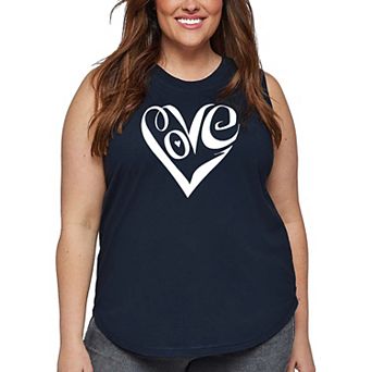 Script Heart - Women's Plus Size Word Art Tank Top