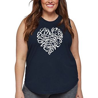 Cursive Heart - Women's Plus Size Word Art Tank Top