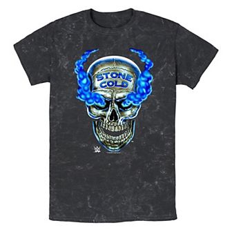 Men's WWE Austin Theory Stone Cold Skull Mineral Wash Graphic Tee