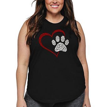 Paw Heart - Women's Plus Size Word Art Tank Top