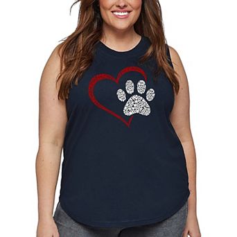 Paw Heart - Women's Plus Size Word Art Tank Top